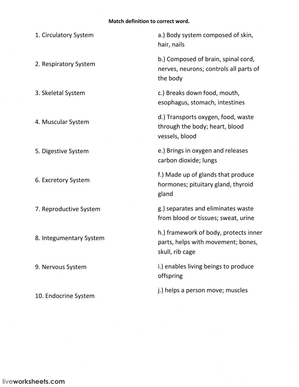 Integumentary System Worksheet Answers Body Sytems Interactive Worksheet
