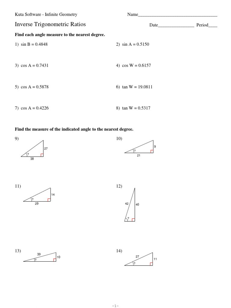 Inverse Trigonometric Functions Worksheet 9 Inverse Trigonometric Ratios Trigonometric Functions