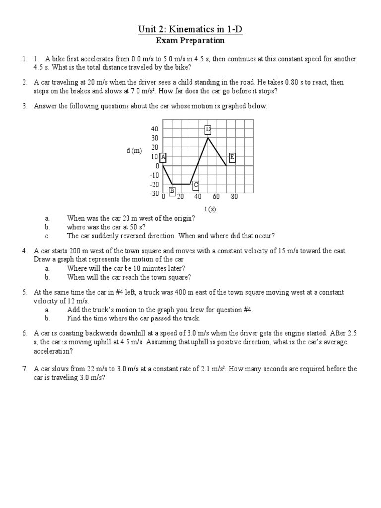 Kinematics Worksheet with Answers Kinematics Problems Speed