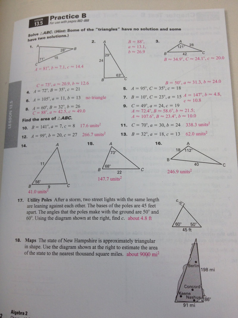 Law Of Sines Worksheet Answers Algebra 2 S2