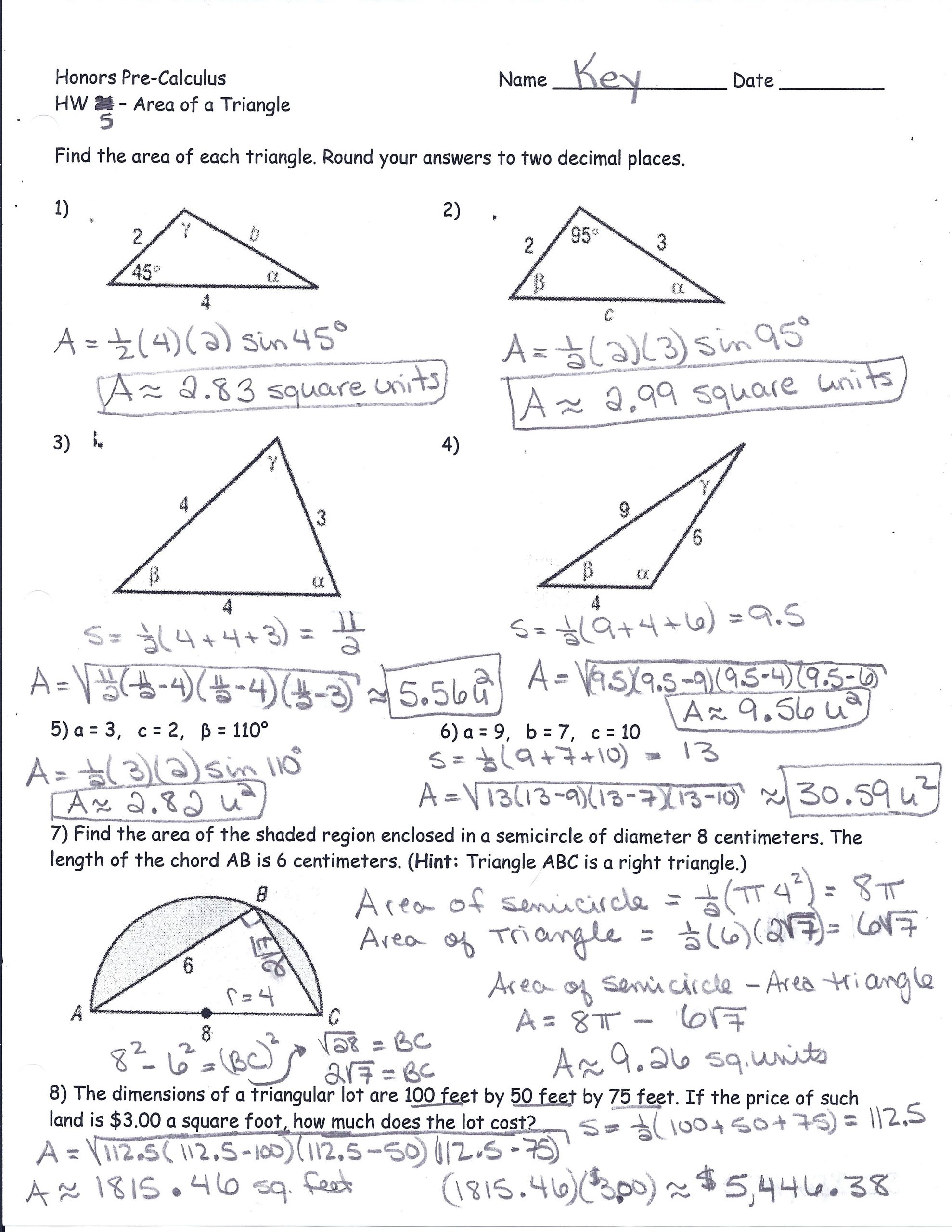 Law Of Sines Worksheet Answers area A Triangle Using Sine Worksheet – Colabug