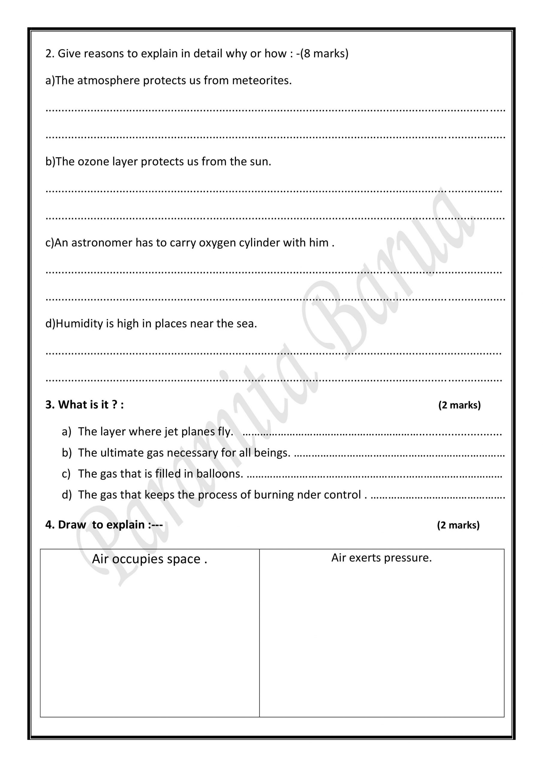 Layers Of the atmosphere Worksheet Worksheet for Class 5 atmosphere Notes