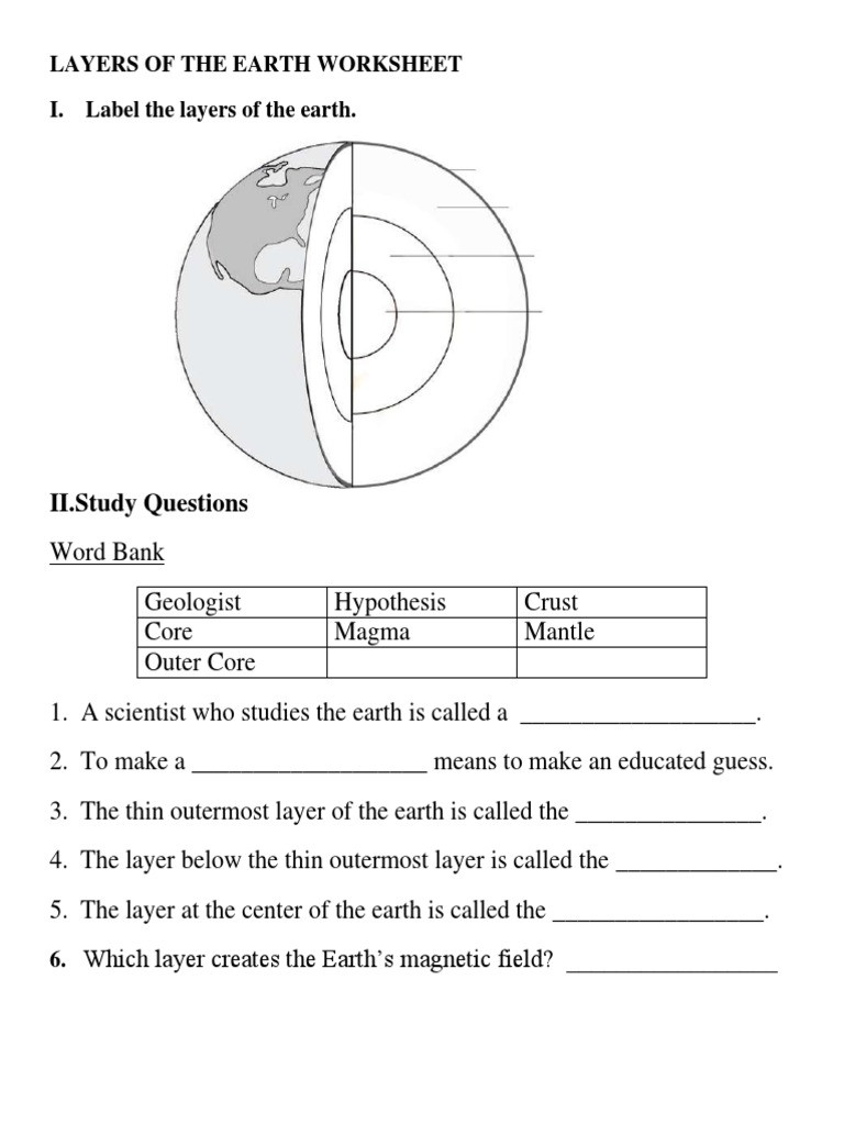 Layers Of the Earth Worksheet Demo Layers Of the Earth Worksheet