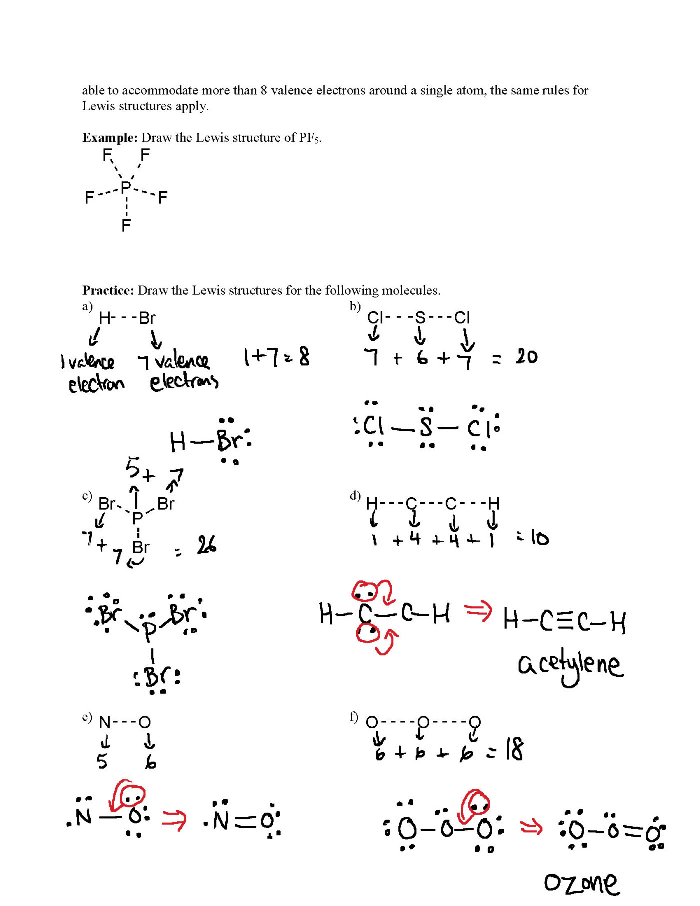Lewis Structure Worksheet with Answers Chem 11 – Lewis Structures and Vsepr