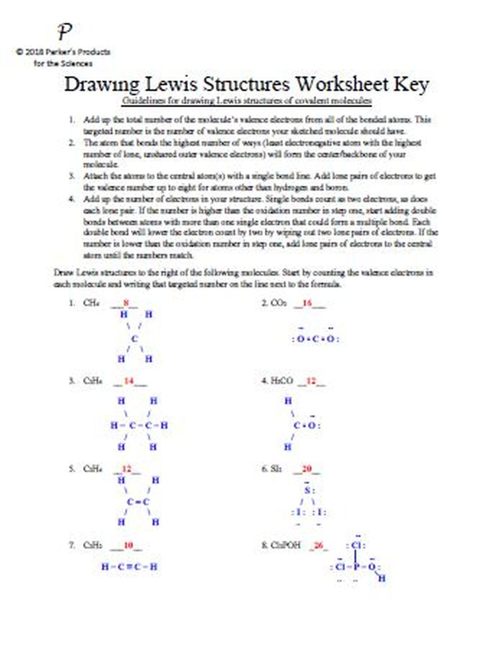 Lewis Structure Worksheet with Answers Drawing Lewis Structures Worksheet