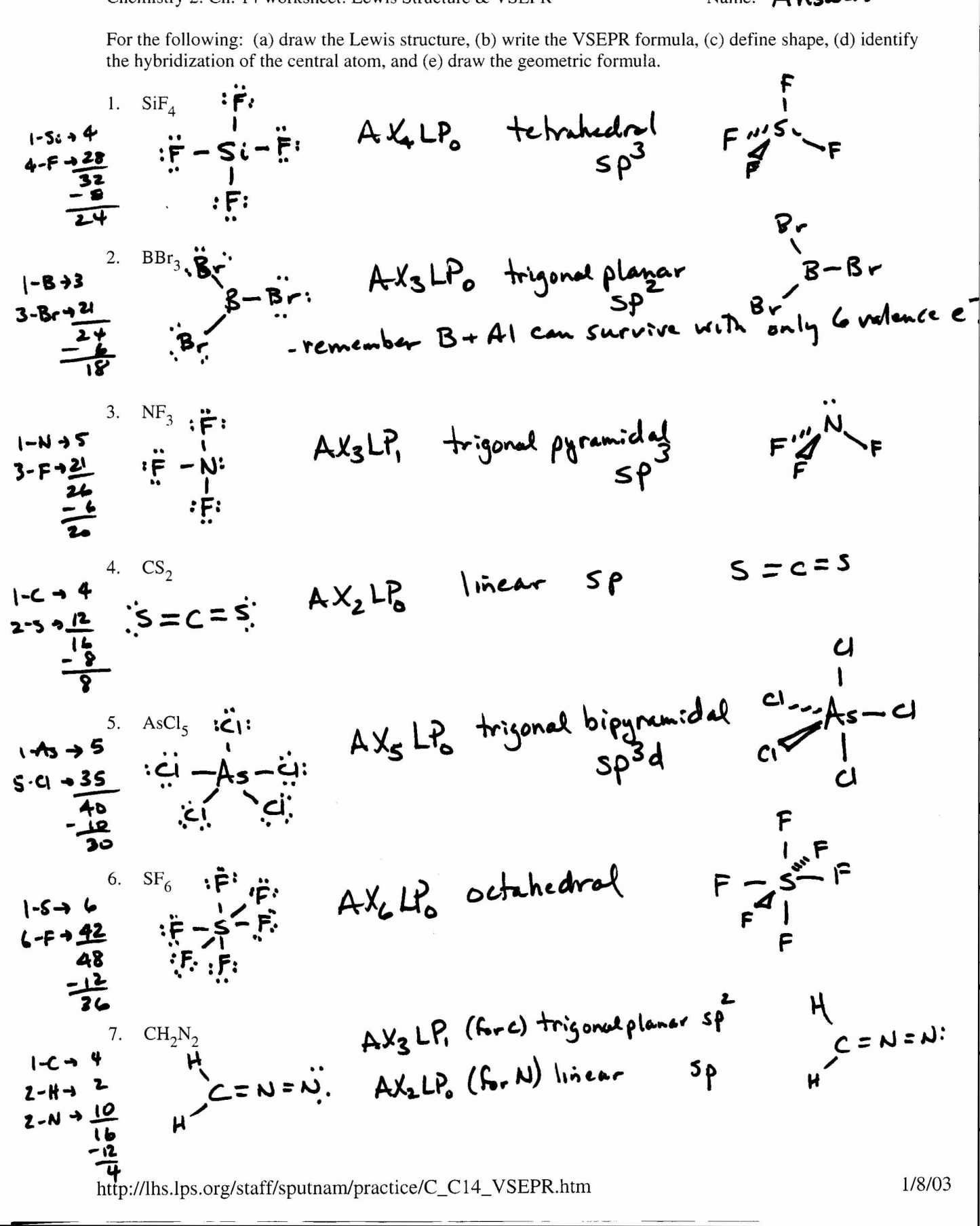 Lewis Structure Worksheet with Answers Lewis Dot Notation Worksheet