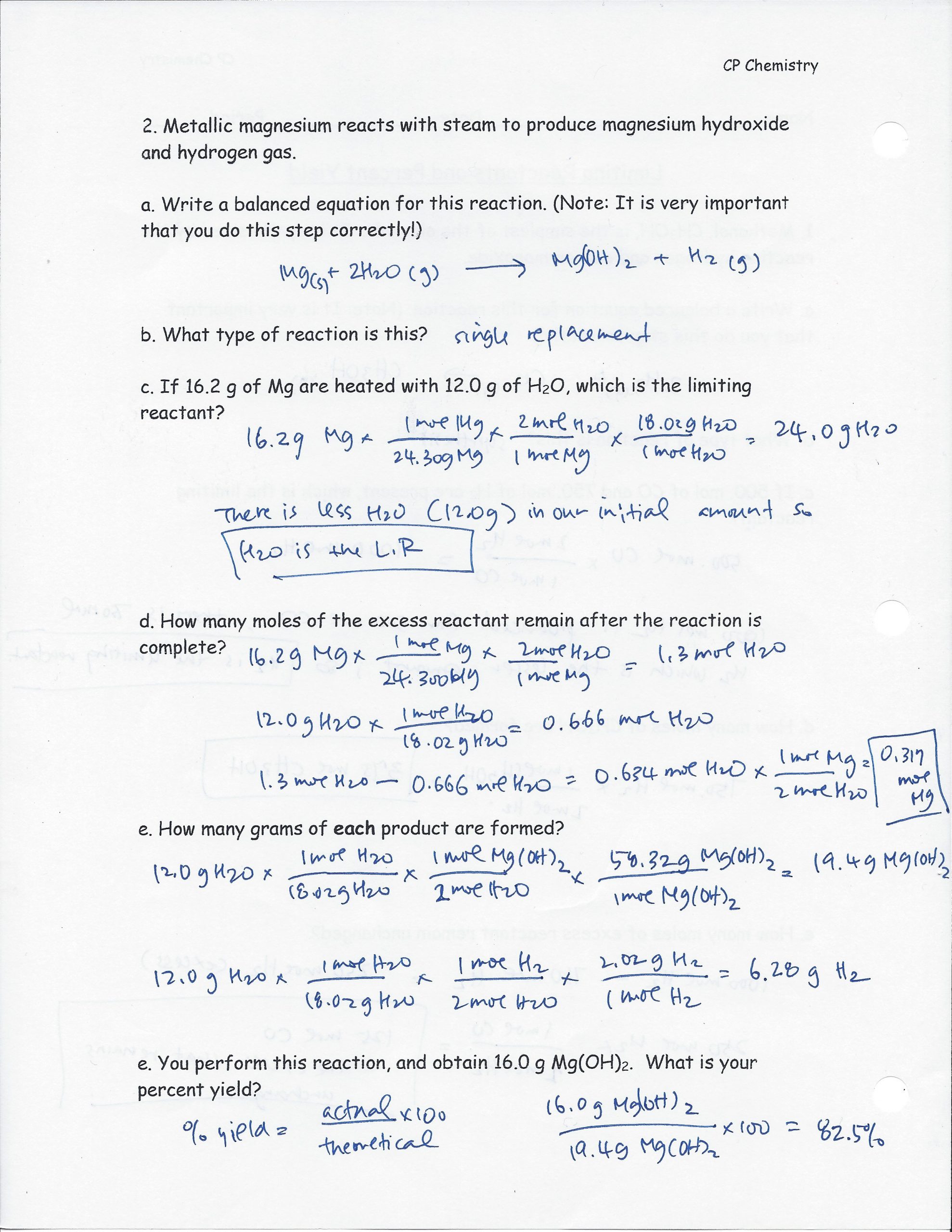 Limiting Reactant Worksheet Answers Blog Archives Hearn Science