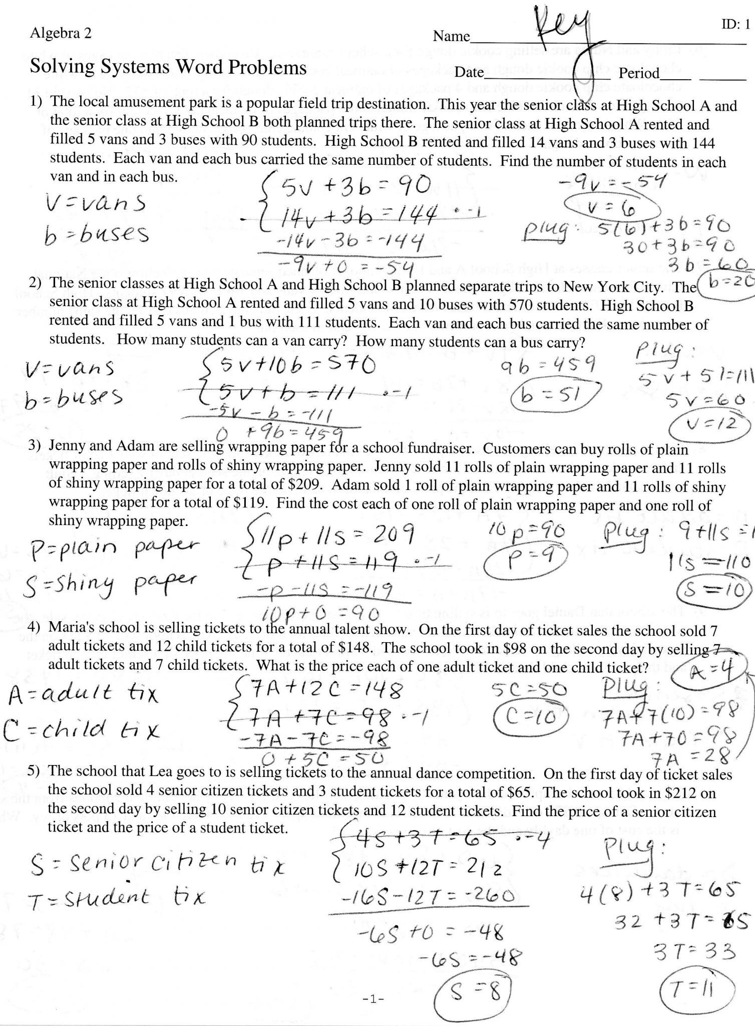 Linear Equation Word Problems Worksheet 30 Systems Linear Equations Word Problems Worksheet