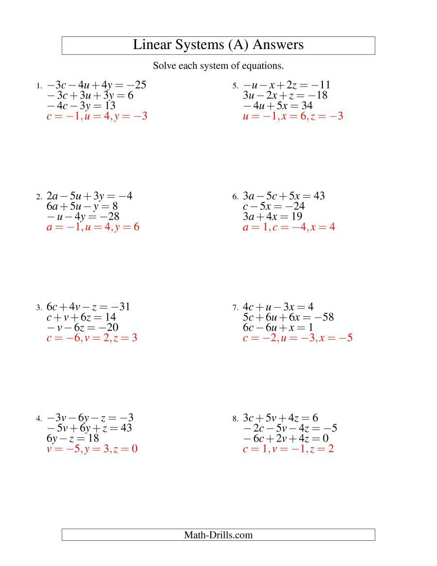 Linear Word Problem Worksheet