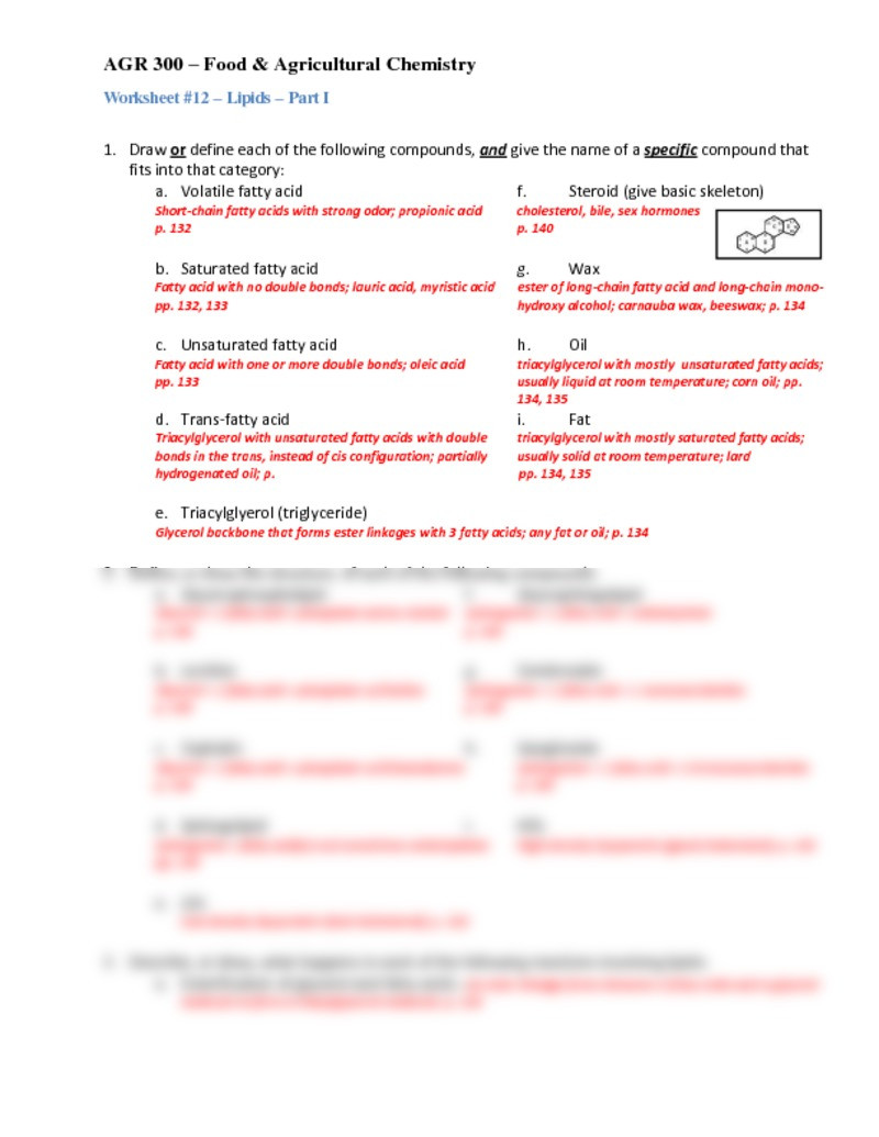 Lipids Worksheet Answer Key Worksheet For Education