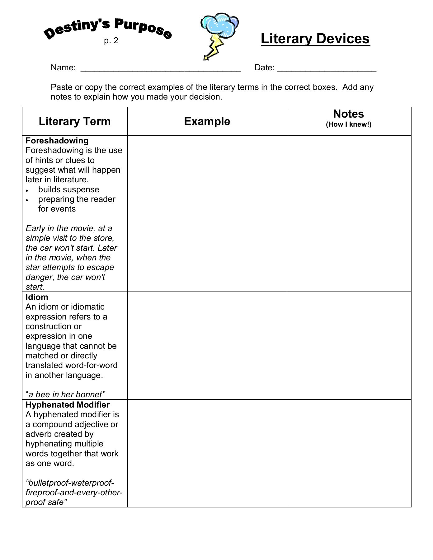 Literary Devices Worksheet Pdf Literary Devices Worksheet Pc Mac Pages 1 5 Text