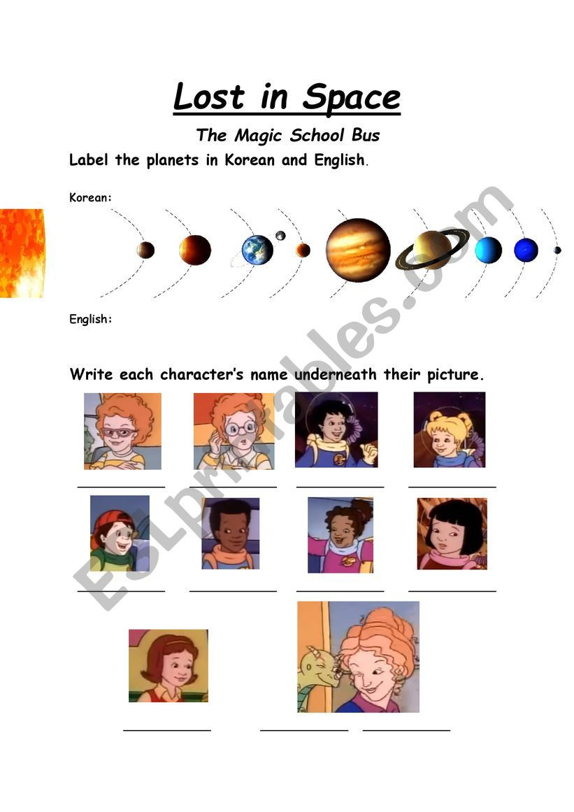 Magic School Bus Worksheet Magic School Bus Lost In Space Worksheet Esl Worksheet by