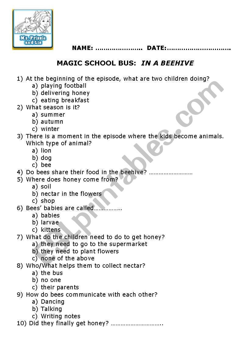 Magic School Bus Worksheet Magic School Bus Worksheet English Worksheets Worksheet to