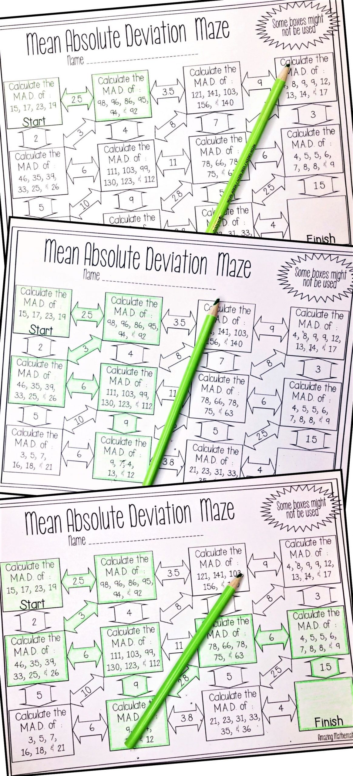 Mean Absolute Deviation Worksheet Mean Absolute Deviation Maze Worksheet