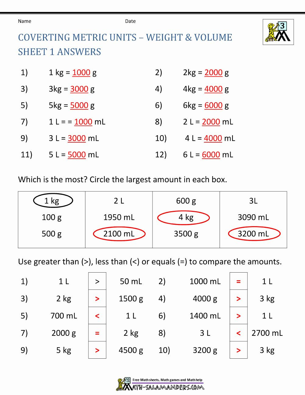 Measuring Units Worksheet Answer Key Measuring Units Worksheet Answer Key Unique Printable Math