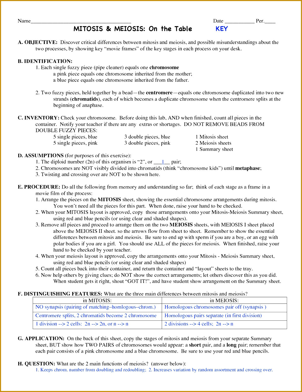 Meiosis Worksheet Vocabulary Answers Meiosis Matching Worksheet Answer Key Promotiontablecovers