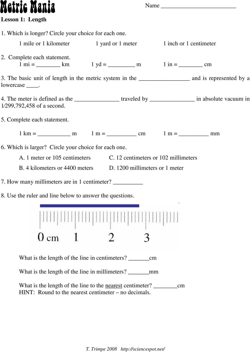 Metric Mania Worksheet Answers Dimensional Analysis Factor Label Method Worksheet Answers