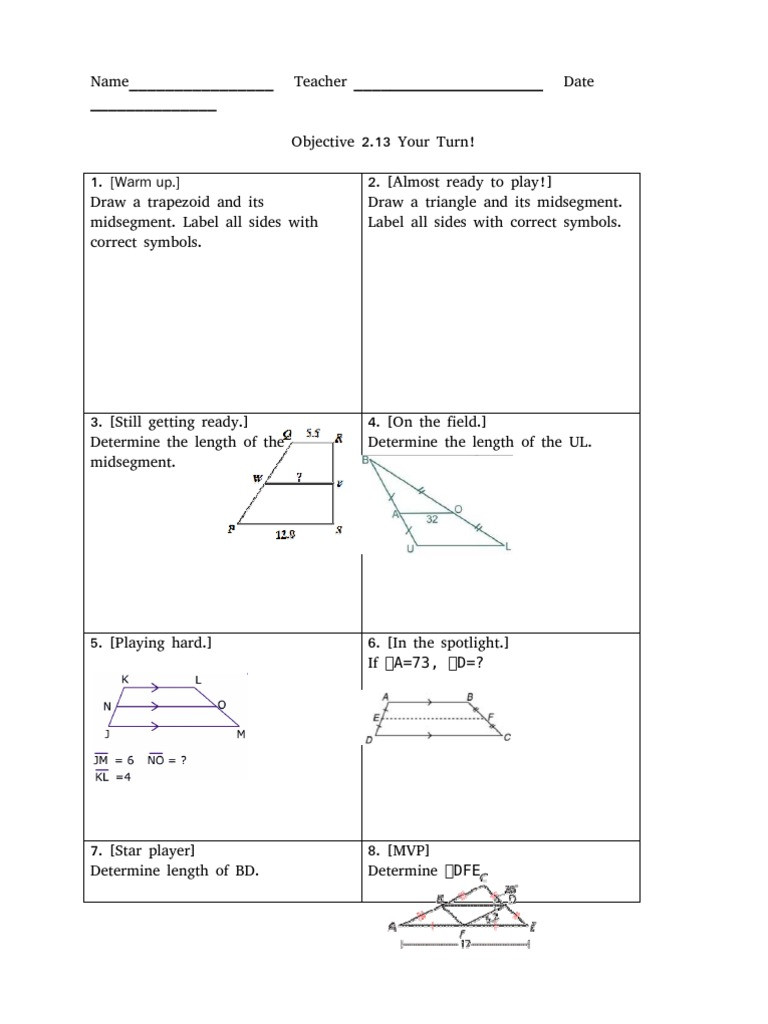 Midsegment Of A Triangle Worksheet 2 13 Midsegments Of Trapezoids and Triangles Worksheet