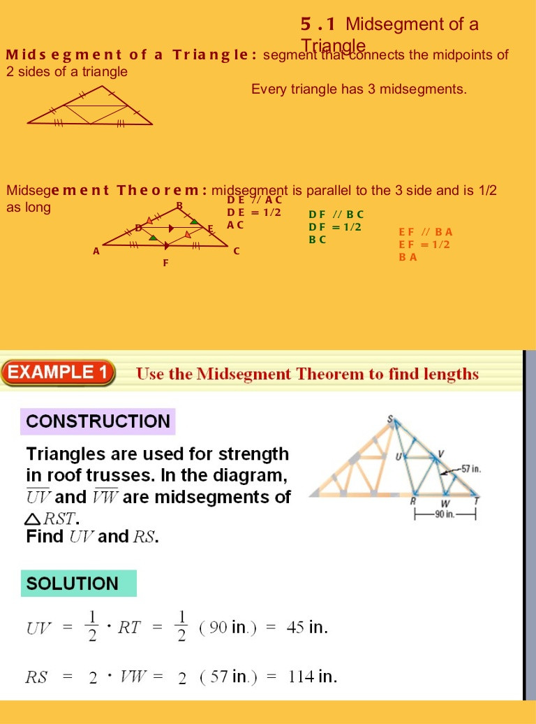 Midsegment Of A Triangle Worksheet 5 1 5 2 Notes