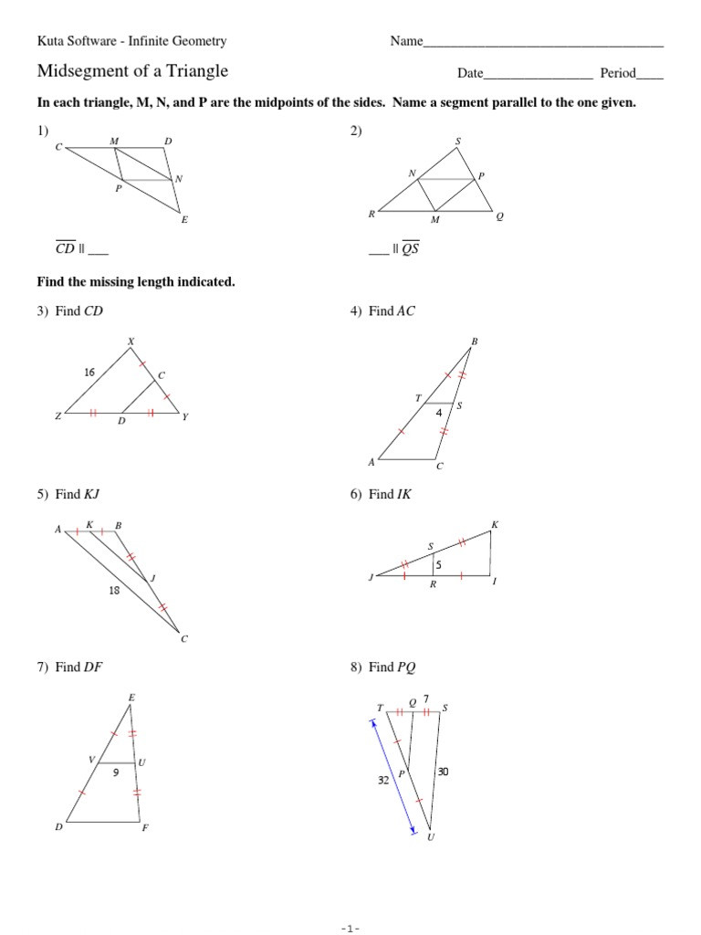 Midsegment theorem Worksheet Answer Key 5 Midsegment Of A Triangle Geometric Shapes