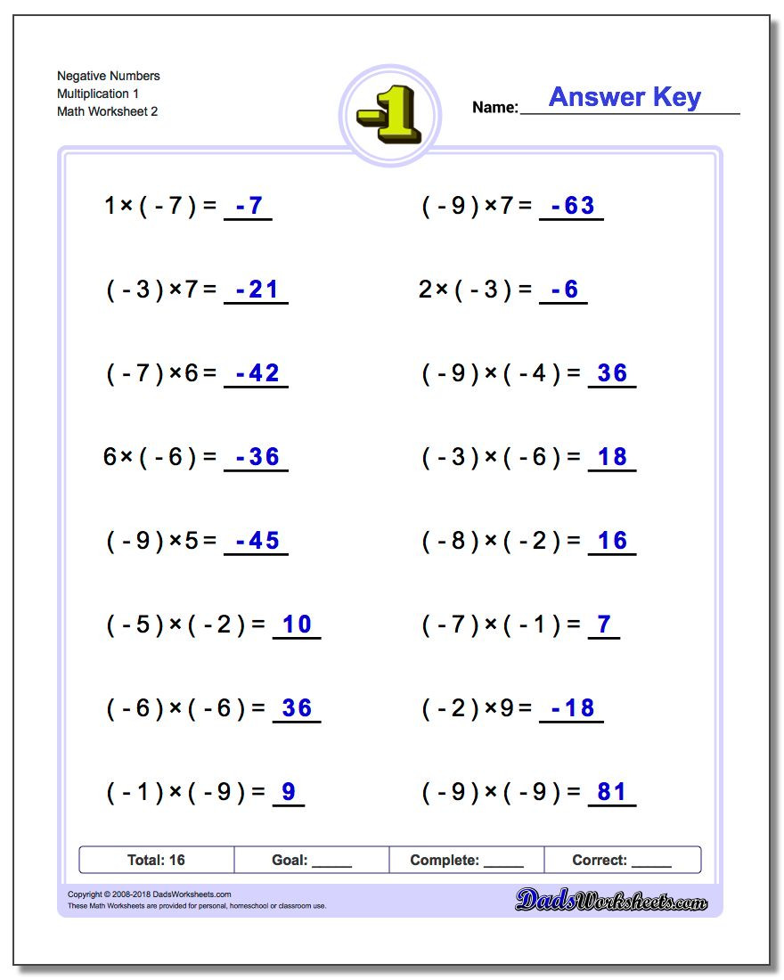Multiplication Of Integers Worksheet Multiplication and Division Facts