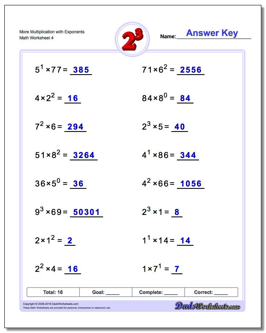 Multiplication Properties Of Exponents Worksheet Exponents Worksheets Multiplication with Exponents