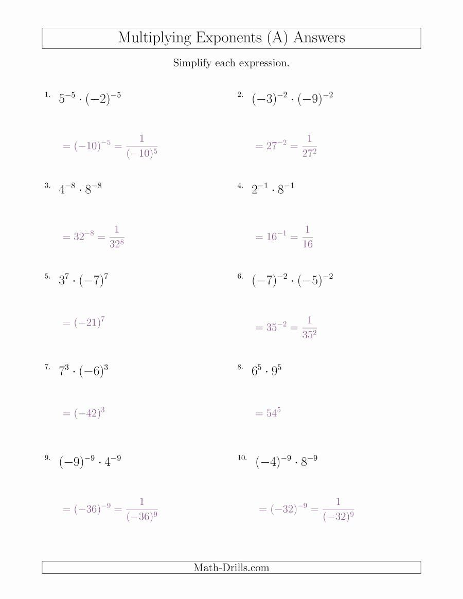 Multiplication Properties Of Exponents Worksheet Multiplication Properties Exponents Worksheet Elegant