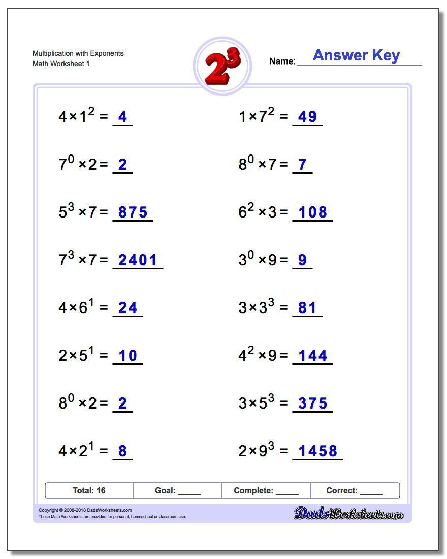 Multiplication Properties Of Exponents Worksheet Our Exponents Worksheets Provide Practice that Reinforces