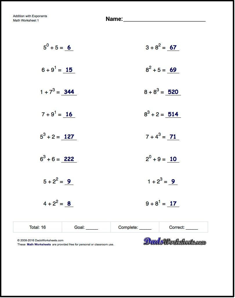 Multiplication Properties Of Exponents Worksheet the Exponents Worksheets In This Section Provide Practice