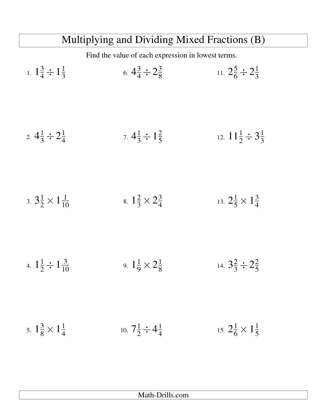 Multiplying Complex Numbers Worksheet the Multiplying and Dividing Mixed Fractions B Math