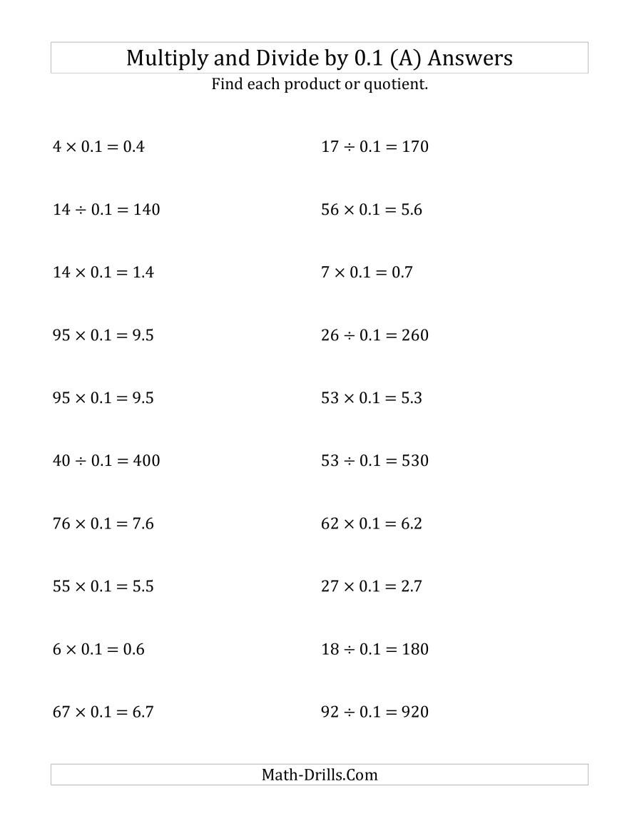 Multiplying Mixed Numbers Worksheet Multiplying and Dividing whole Numbers by 0 1 A