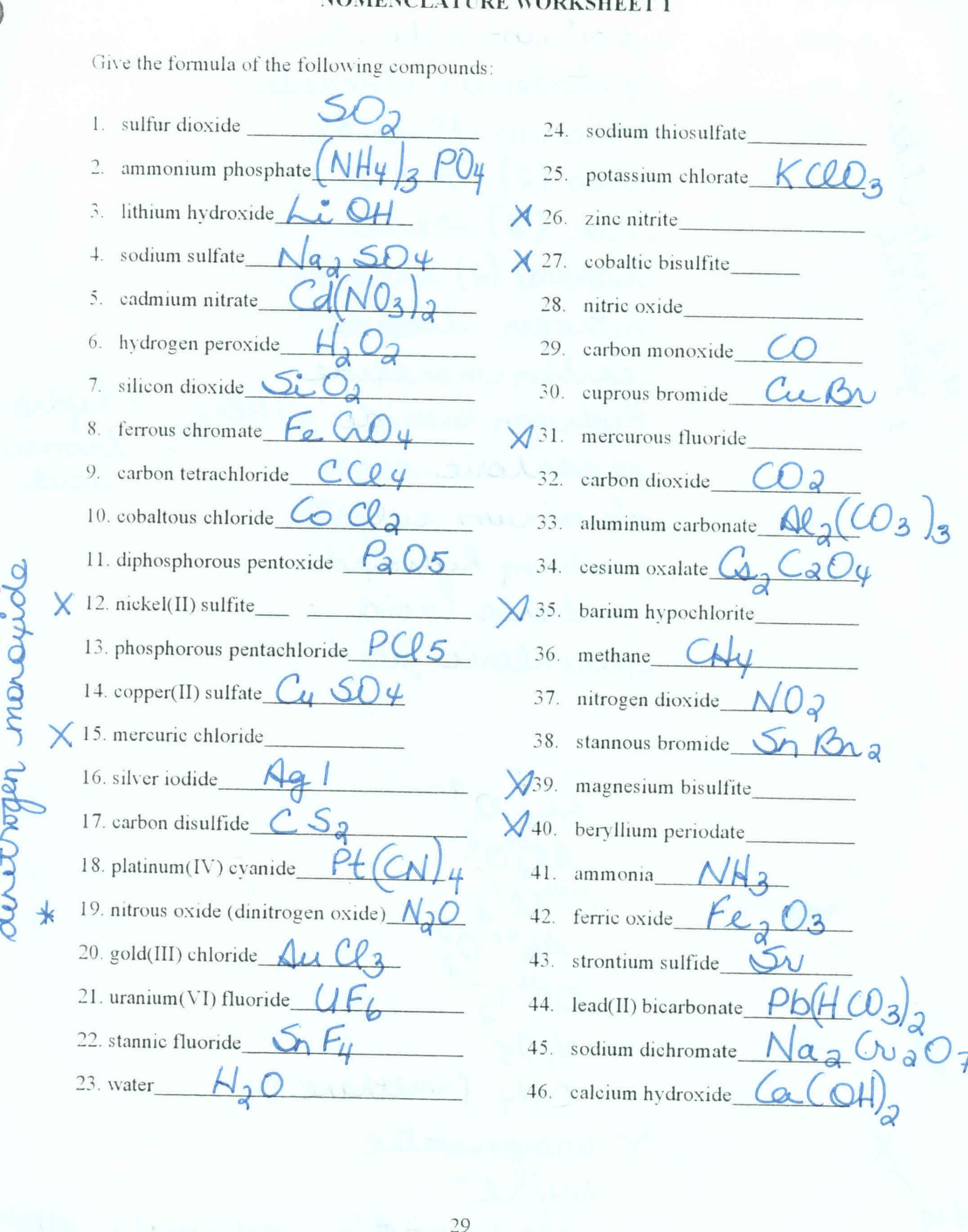 Naming Compounds Practice Worksheet Mixed Nomenclature Review