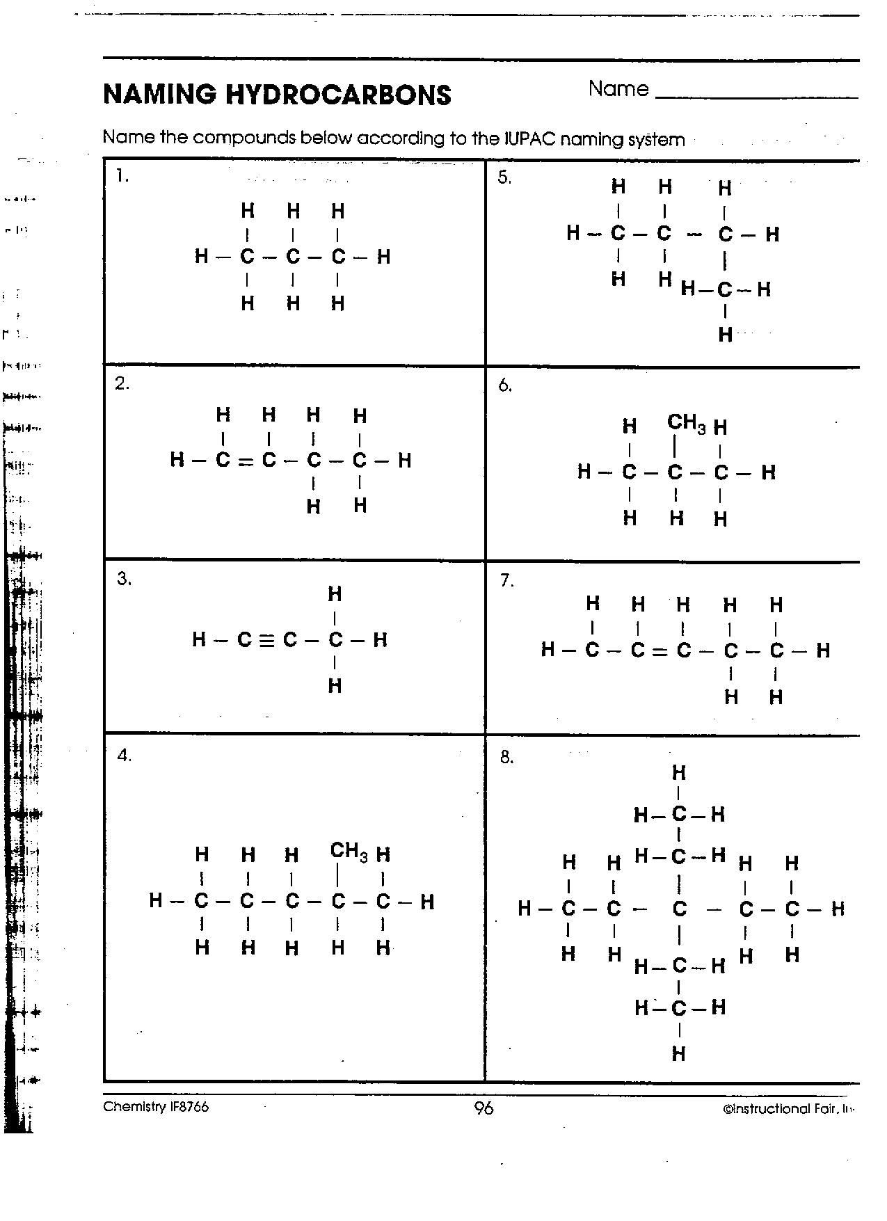 Naming Compounds Practice Worksheet organic Chemistry Nomenclature Worksheet