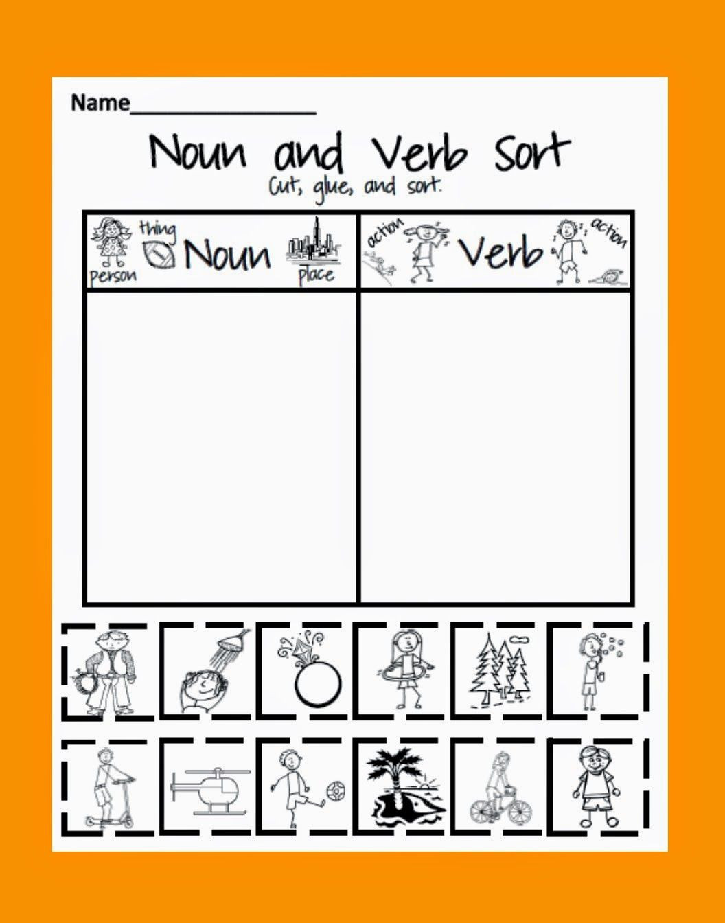 Nouns and Verbs Worksheet Incredible K Kids Noun and Verb sort Freebie