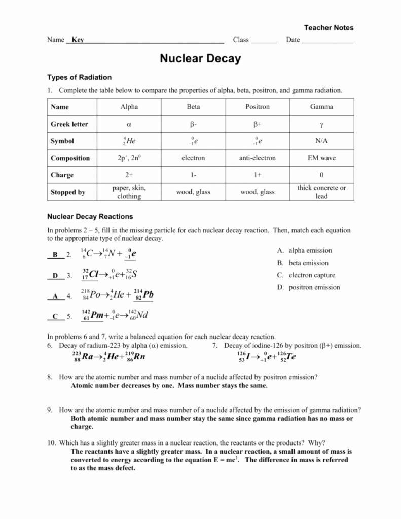 Nuclear Decay Worksheet Answers Pin On Customize Design Worksheet Line