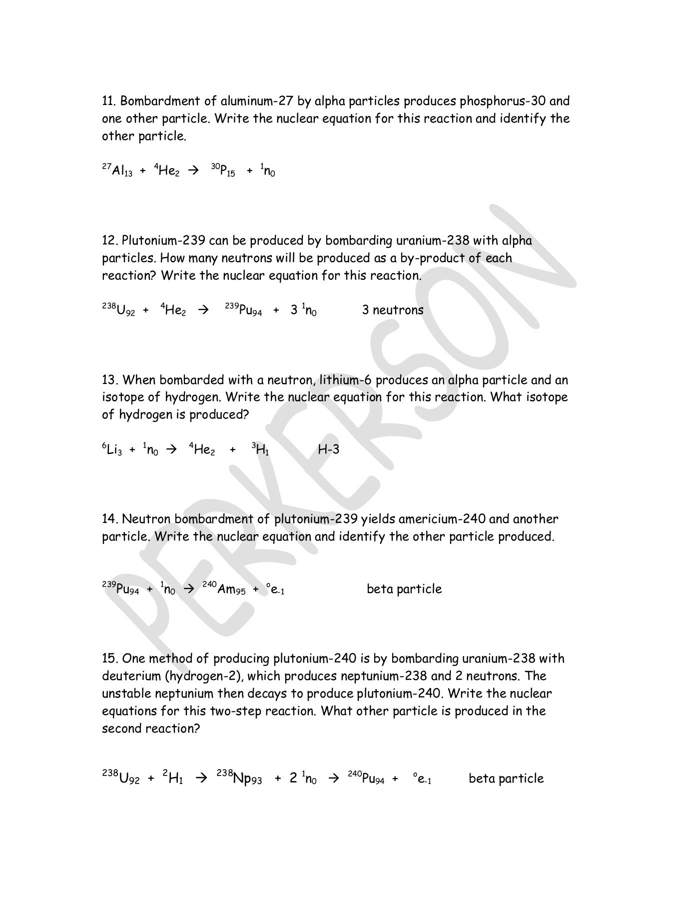 Nuclear Reactions Worksheet Answers Nuclear Equations Worksheet Answers Typepad Pages 1 3
