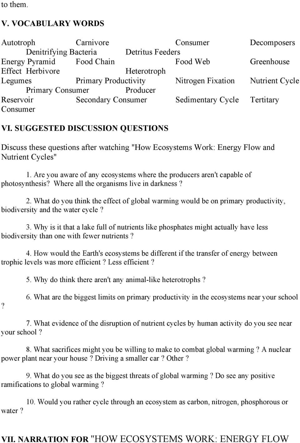Nutrient Cycles Worksheet Answers How Ecosystems Work Energy Flow and Nutrient Cycles