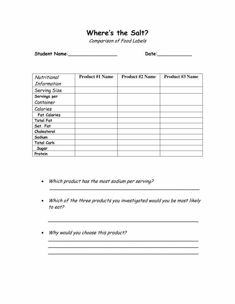 Nutrition Label Worksheet Answers 50 Nutrition Label Worksheet Answer Key In 2020