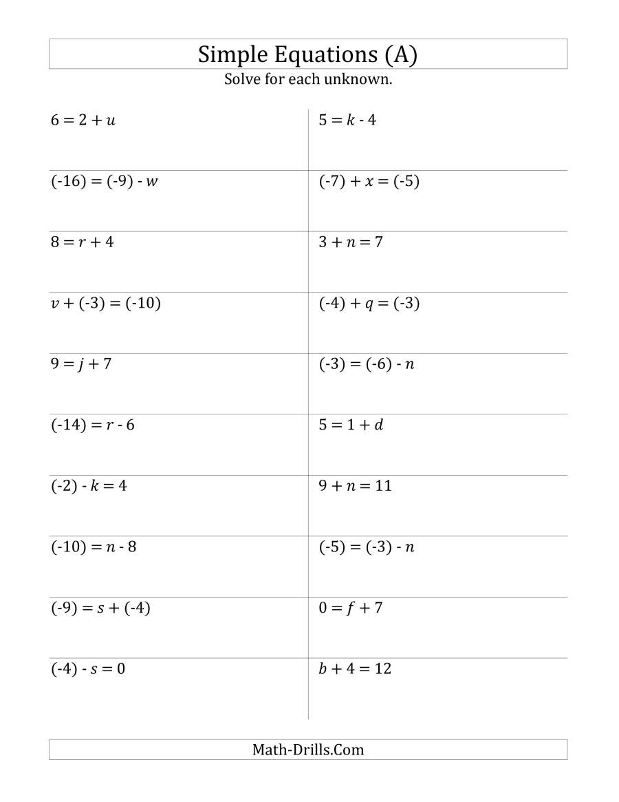 One Step Equations Worksheet Pdf solve E Step Equations with Smaller Values Old