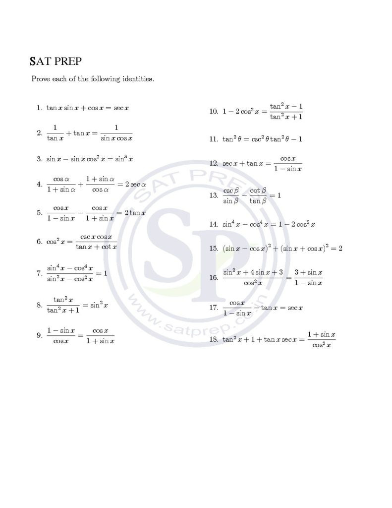 Operations with Functions Worksheet Worksheet Of Trigonometric Identities We Also Use