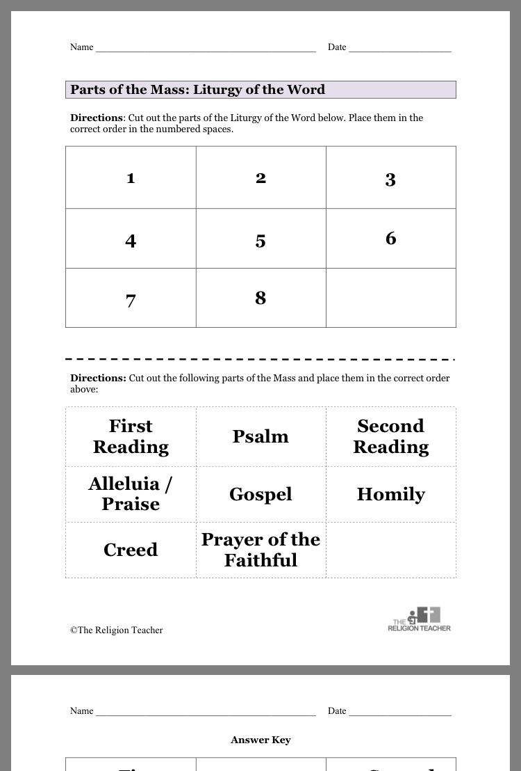 Order Of the Mass Worksheet Pin by Lauren Magnusson On Summer Ccd