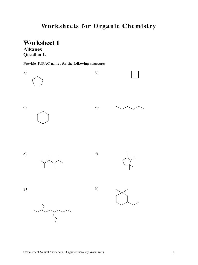 Organic Chemistry Worksheet with Answers Cons orgchem Worksheets Pdf Methyl Group