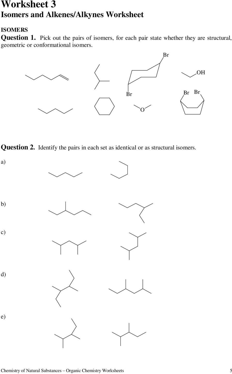 Organic Chemistry Worksheet with Answers Worksheets for organic Chemistry Pdf Free Chem Active