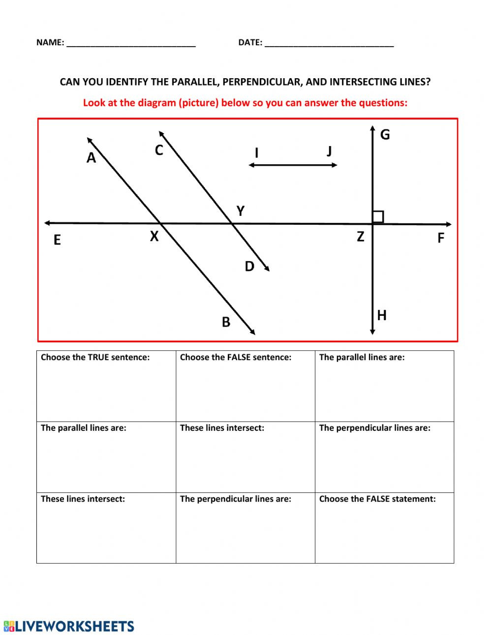 Parallel and Perpendicular Lines Worksheet Intersecting Parallel and Perpendicular Lines 2