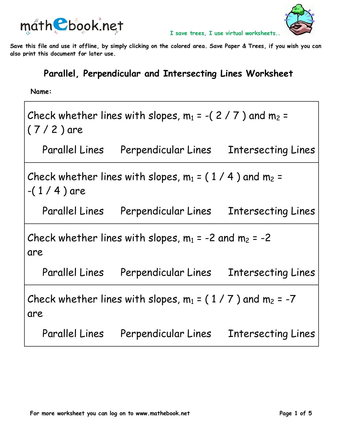 Parallel and Perpendicular Lines Worksheet Parallel Perpendicular and Intersecting Lines Worksheet