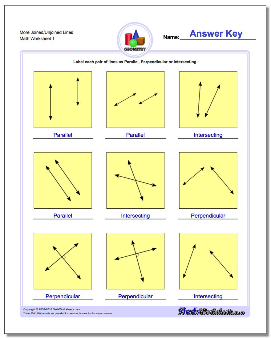 Parallel and Perpendicular Lines Worksheet Parallel Perpendicular Intersecting