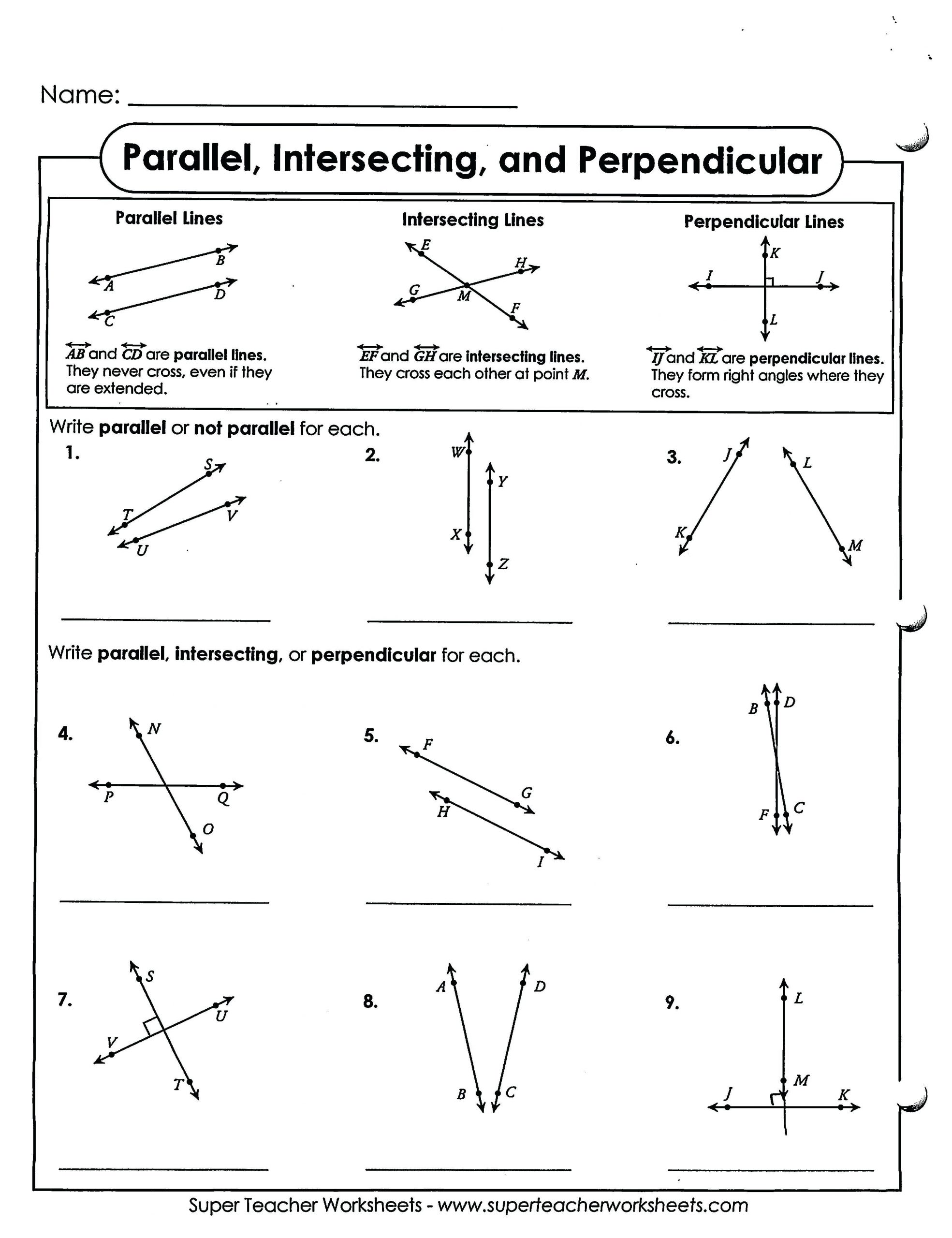 Parallel and Perpendicular Lines Worksheet Recent Parallel and Perpendicular Lines Worksheet Algebra 1