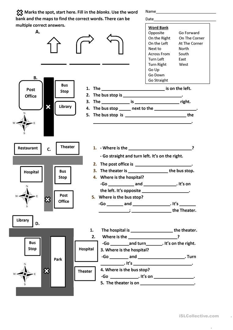 Parts Of A Map Worksheet Directions Prepositions and Maps Worksheet In 2020