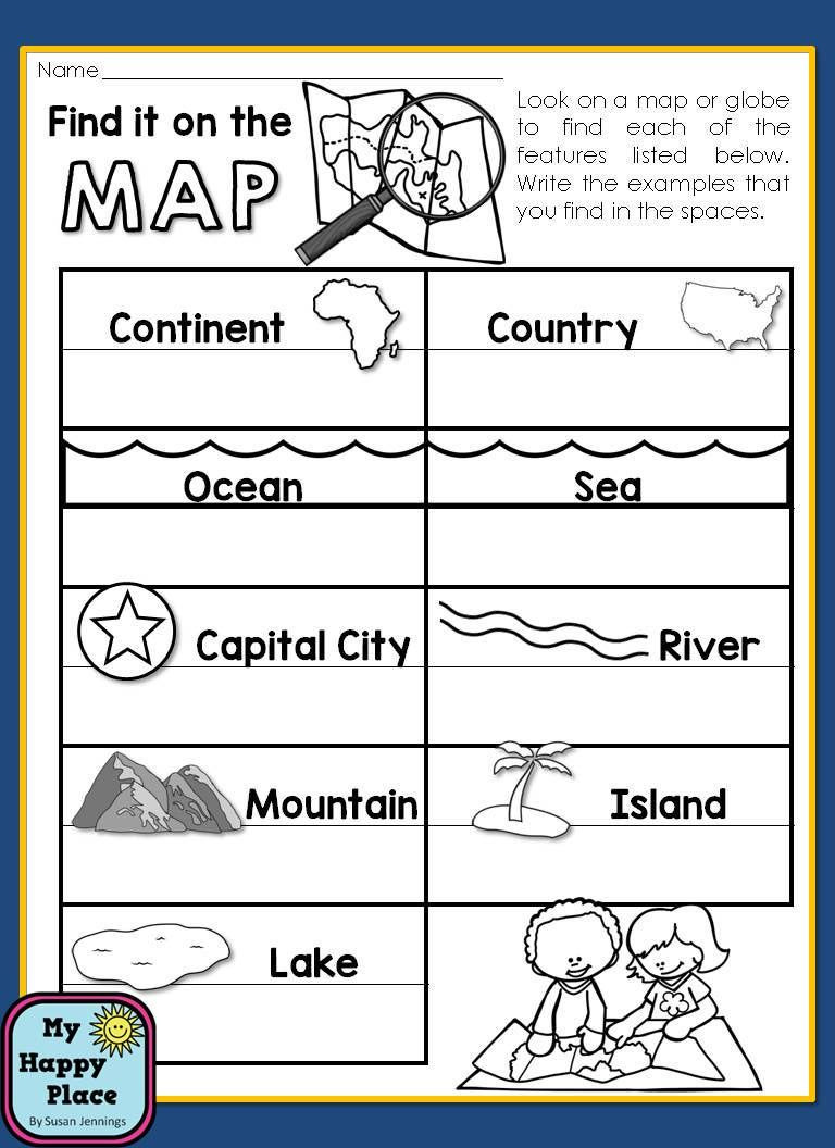Parts Of A Map Worksheet Maps Unit with Powerpoint and Printables Geography