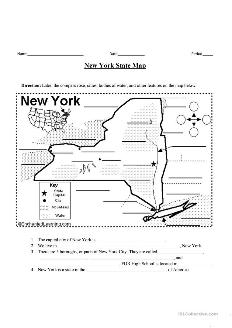 Parts Of A Map Worksheet Ny Map English Esl Worksheets for Distance Learning and